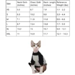 10001 Size chart for wholesale cat sweatshirts – pet apparel sizing guide for retailers and shops