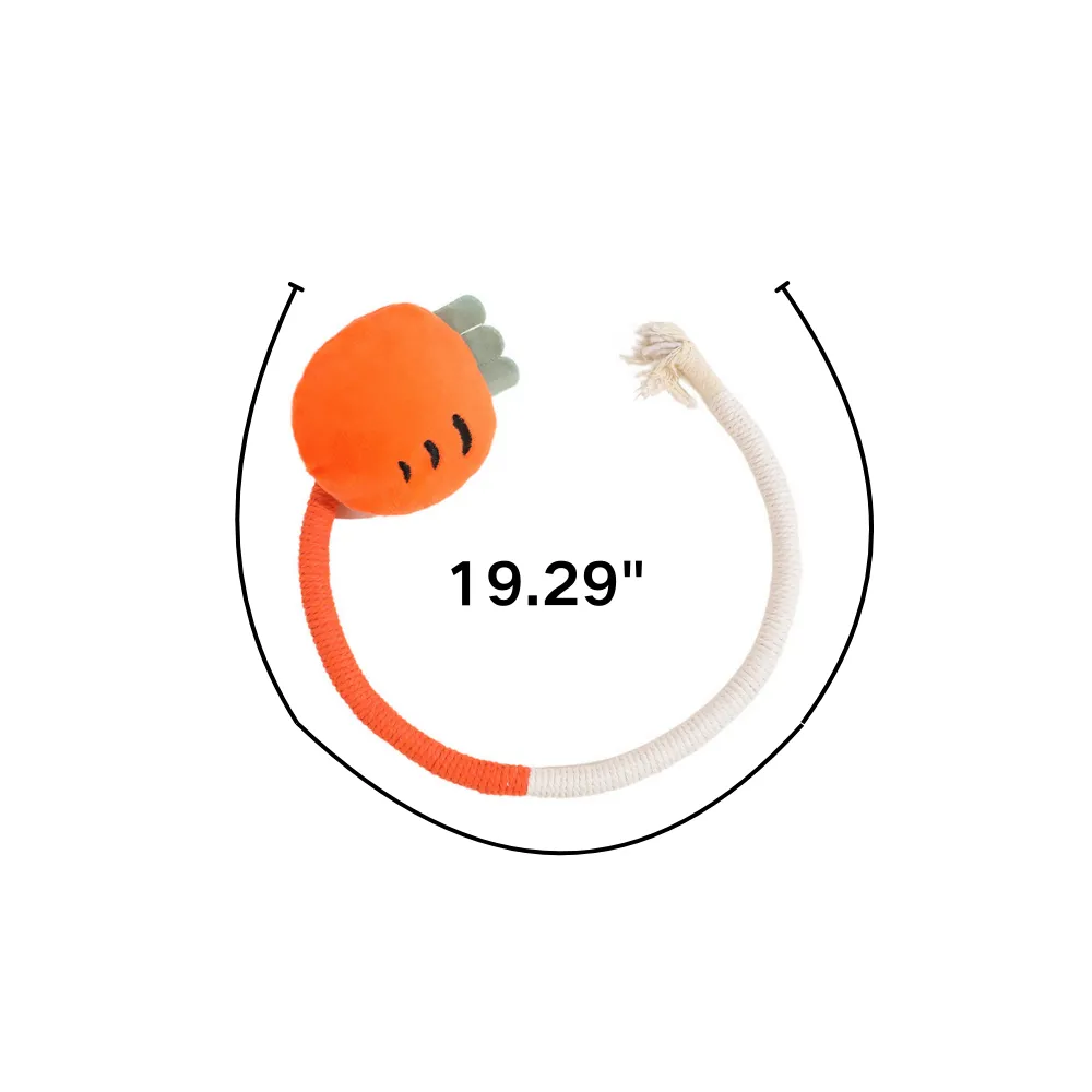 Size chart of interactive plush chew rope toy for cats