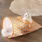 Peepholes and hanging mouse toy keep cats entertained for hours