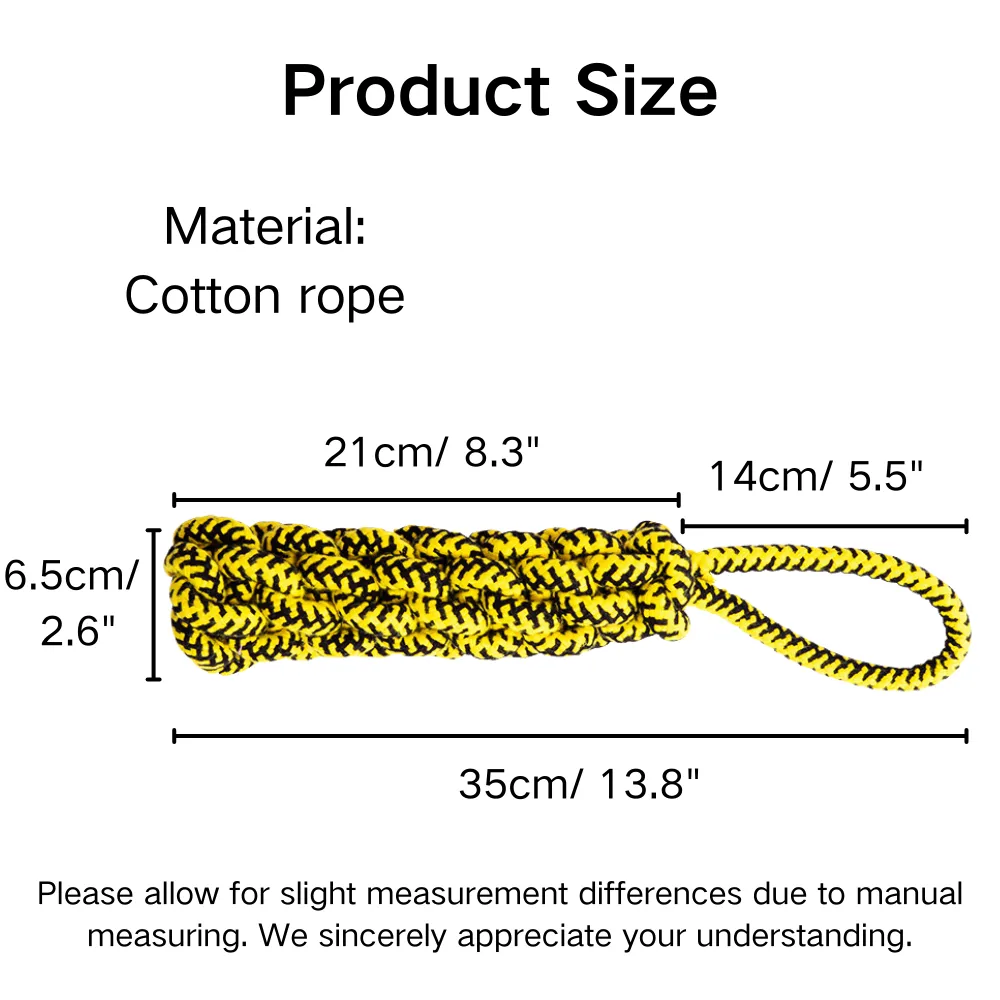 Size comparison of durable cotton rope tug toy for dogs – wholesale pet supply in multiple lengths
