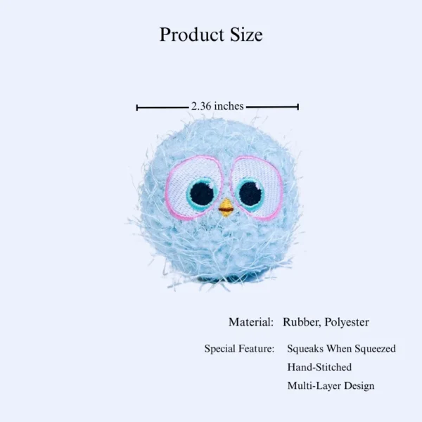 10001 Plush squeaky dog ball size reference for small and medium pets