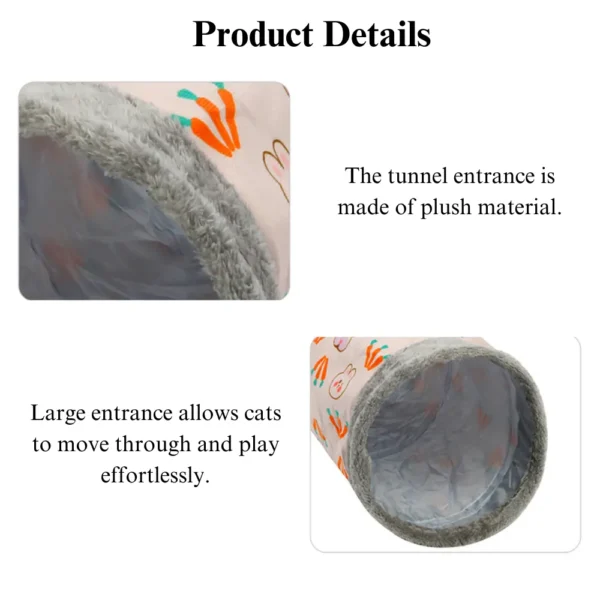 10001 Durable polyester carrot print fabric detail of foldable pet tunnel for cats and rabbits