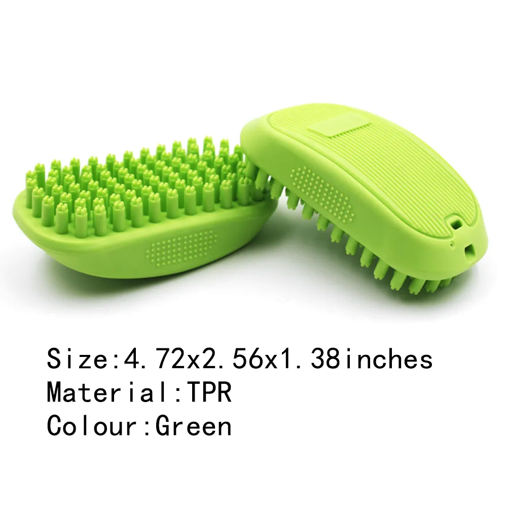 Dimensions of green 4-point bristle pet bath brush for wholesal