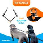 Hands-free leash for two dogs featuring adjustable waist belt, strong clips, and bungee stretch for safety