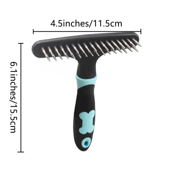 10002 Size specifications of stainless steel round needle double row pet deshedding brush