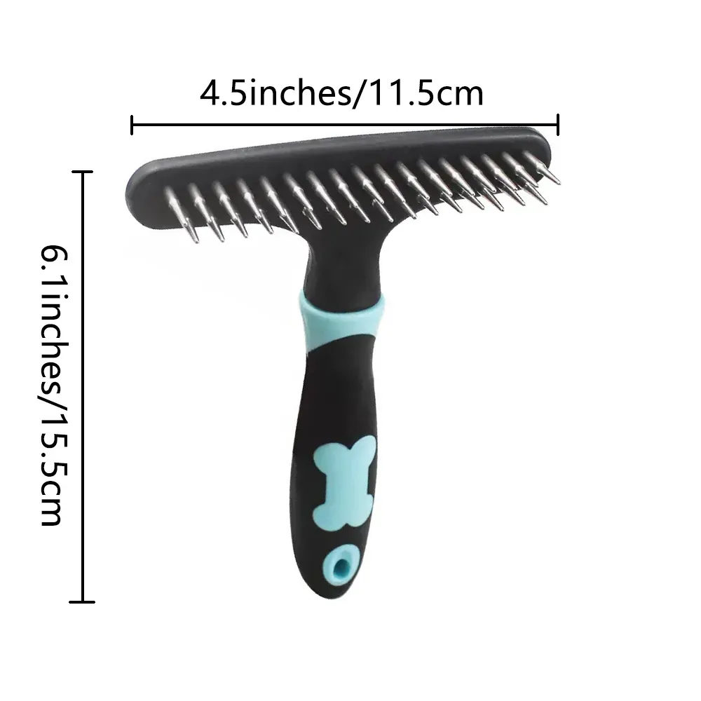 Size specifications of stainless steel round needle double row pet deshedding brush