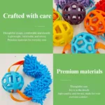 10002 Dog playing with interactive TPR treat dispensing toy with plush tug rope