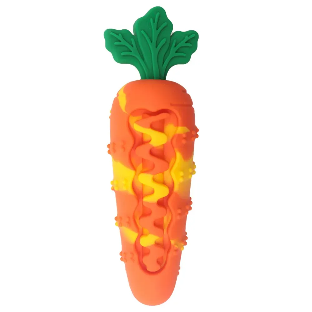 Silicone Carrot Dog Chew Toy – Durable Squeaky Pet Toy in Assorted Colors Wholesale