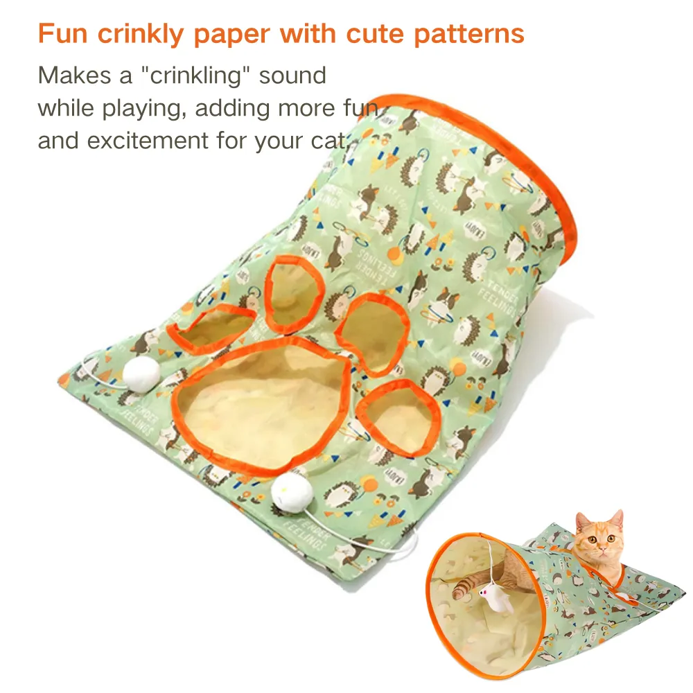 Size chart of 3-layer crinkle interactive cat tunnel toy