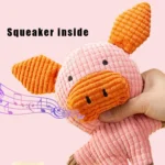 Plush pig dog toy designed for chewing, squeaky sound for interactive play