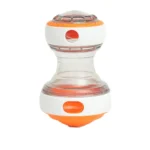 Interactive dog snack dispenser toy in orange