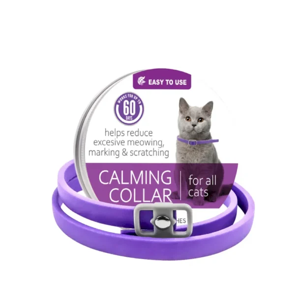 10002 Wholesale cat calming collar in purple with adjustable buckle for anxiety and stress relief, 60-day effect