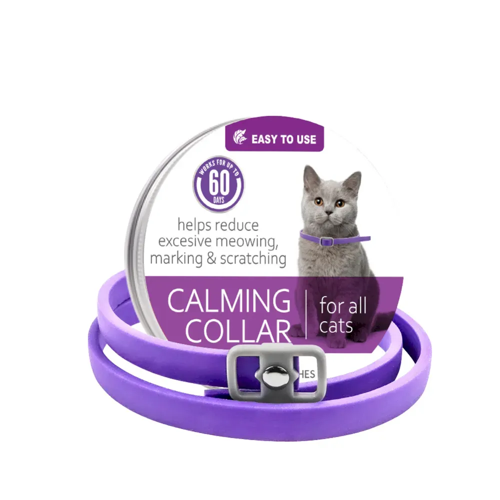 Wholesale cat calming collar in purple with adjustable buckle for anxiety and stress relief, 60-day effect