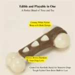 Close-up of dog paw bone chew toy showing durable non-toxic material
