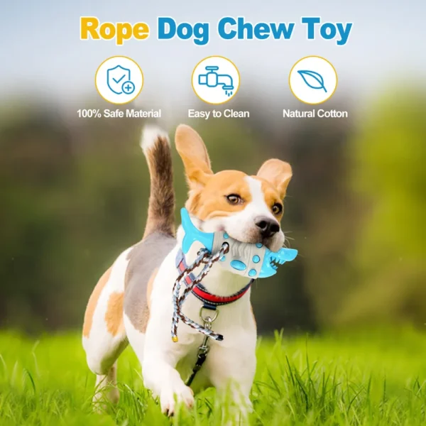 10002 Shark dog chew toy helps clean teeth, reduce plaque, and satisfy chewing instincts