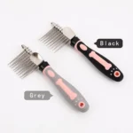 10002 Dematting comb with serrated blades cutting through mats and tangles on long-haired cat