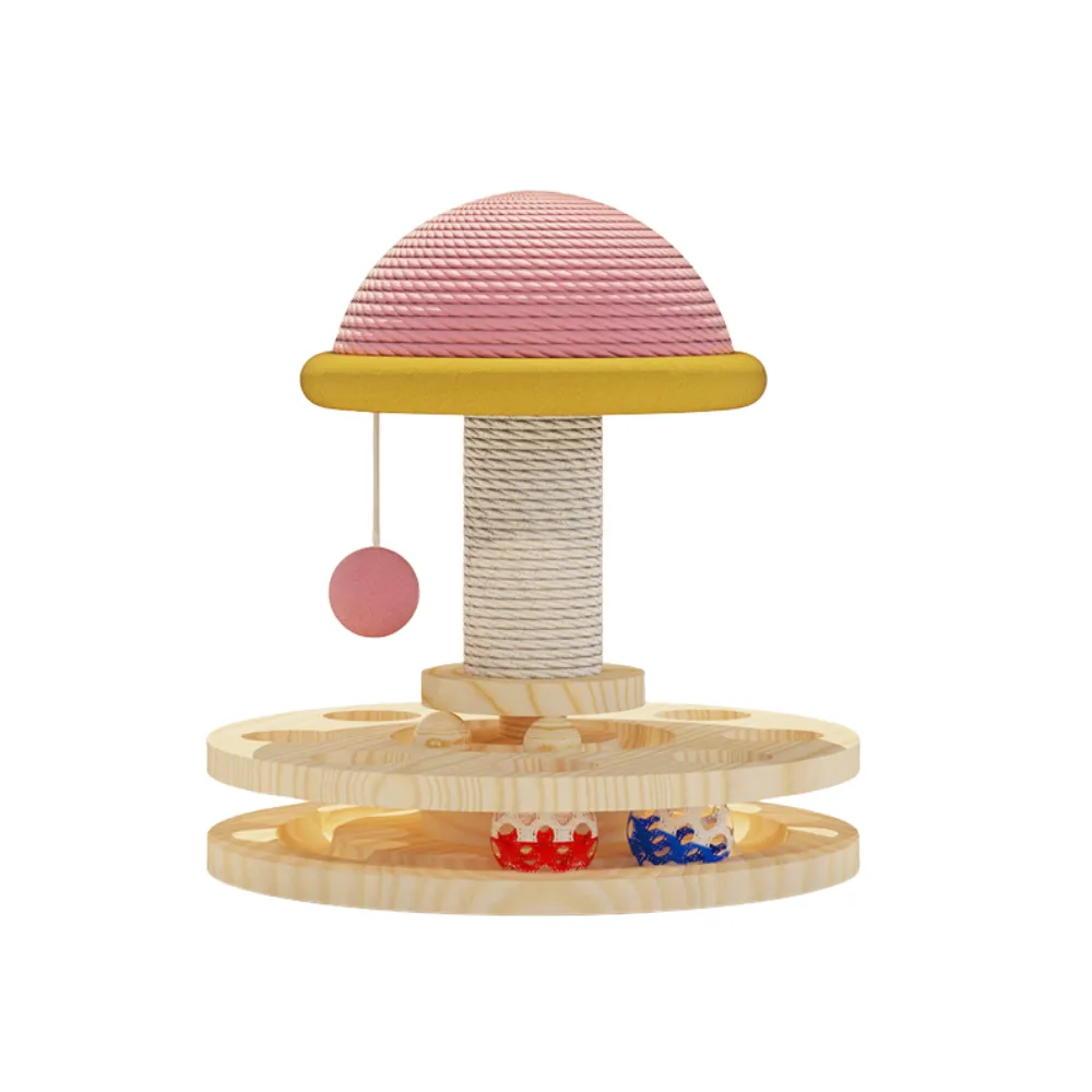 M size 2-in-1 cat scratching post with interactive track balls for wholesale pet supplies