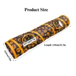 Halloween cat tunnel toy size chart with foldable pumpkin design.