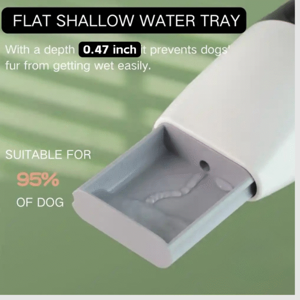 10002 Close-up of leak-proof portable pet water dispenser with button lock