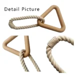Close-up of triangle TPR dog chew toy with cotton rope – strong, safe, and bite-resistant