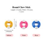 Size chart of circular nylon dog chew toy for small and medium dogs