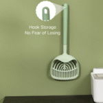 10003 Close-up view of fine-hole mesh design cat litter scoop for easy waste sifting