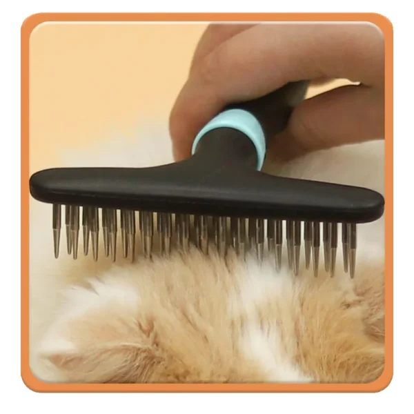 10003 Double row pet brush removing loose fur and undercoat from cat