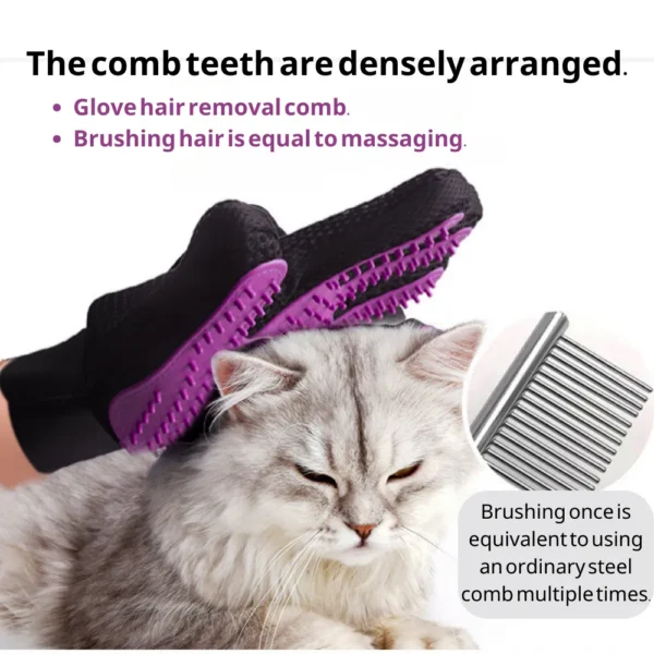 10003 Cat enjoying grooming session with deshedding pet glove