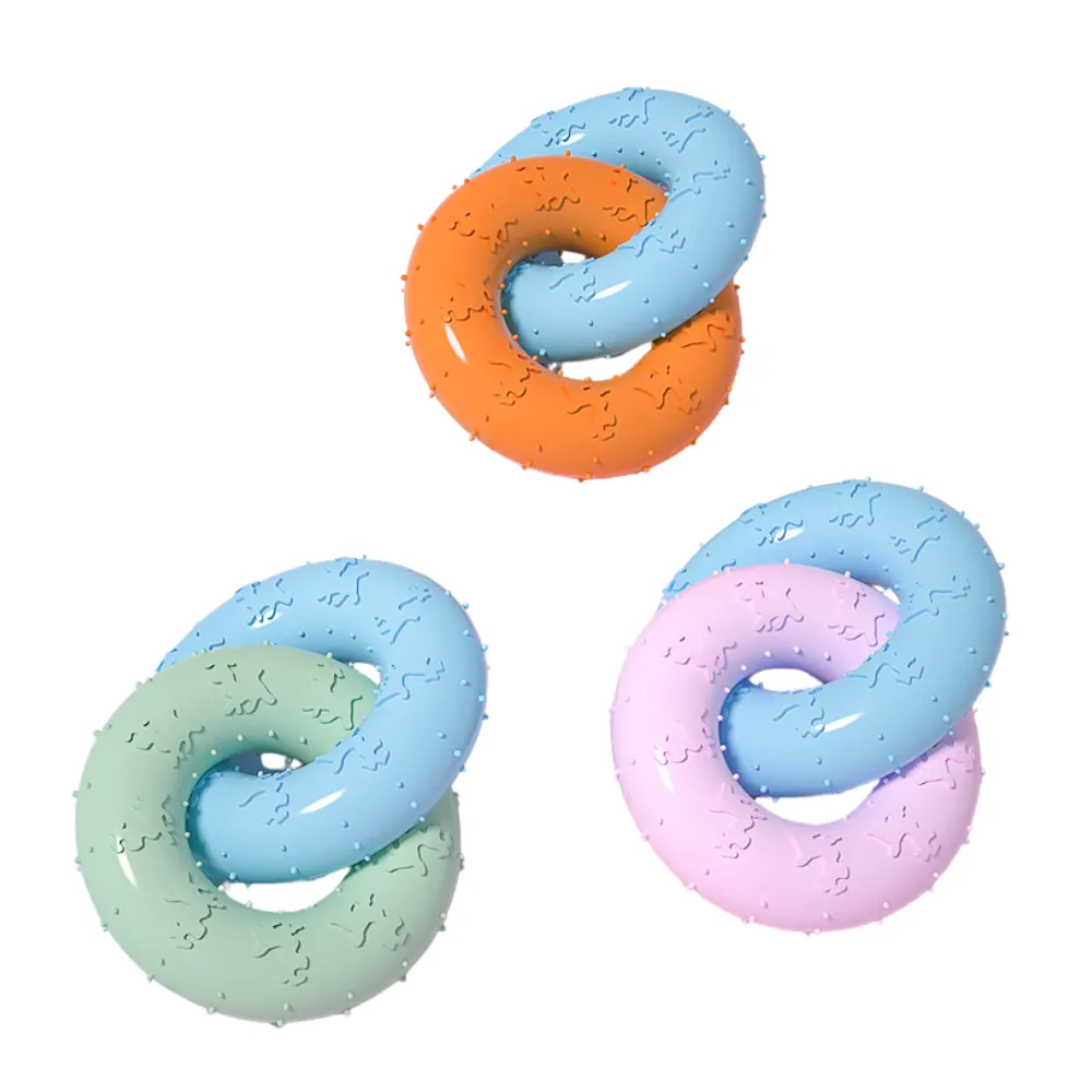 Durable interlocking TPR dog chew toy in assorted colors for wholesale pet supplies