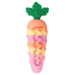 Pink silicone carrot dog chew toy with squeaker