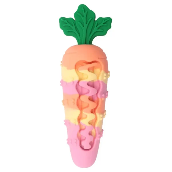10003 Pink silicone carrot dog chew toy with squeaker