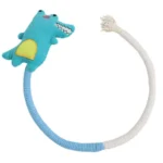 Blue plush chew rope toy for cats