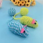 Colorful mouse cat toy with rustling sound and durable woven texture
