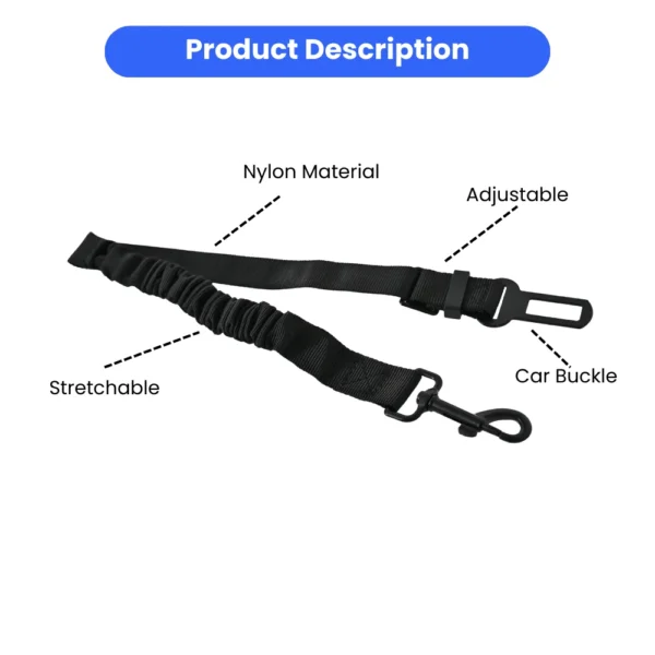 10003 Close-up of Adjustable Dog Car Seat Belt Buckle and Durable Clip