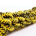 Close-up of strong braided cotton dog rope toy showing durable texture for chewing and tugging