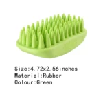 10003 Size details of green rubber pet bath brush 4.72 x 2.56 inches