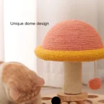 Interactive cat scratching post showing scratching area and ball track play function