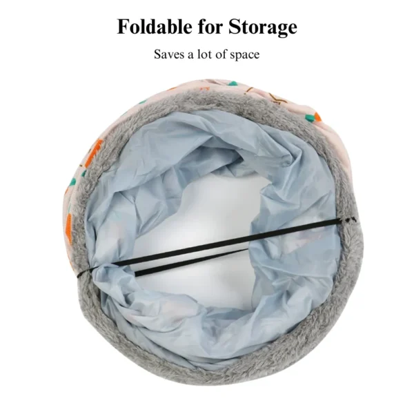 10003 Foldable design of carrot print cat and rabbit tunnel, easy storage and setup