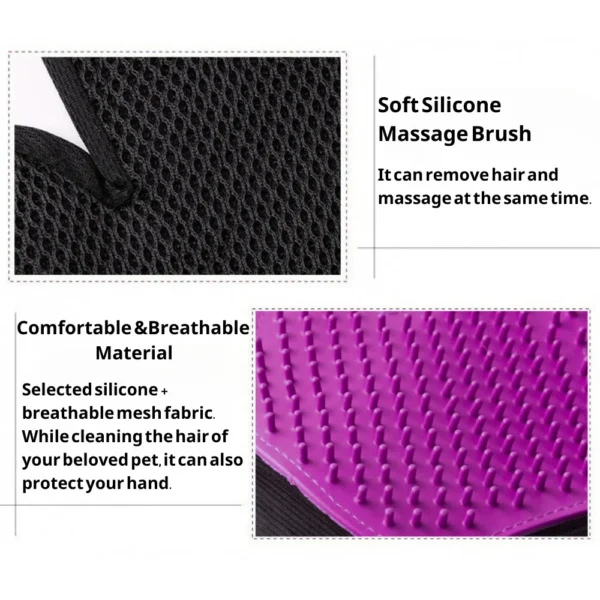 10004 Close-up view of pet grooming glove with soft rubber tips for effective hair removal