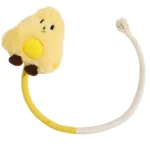 Yellow plush chew rope toy for cats