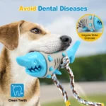 Shark dog chew toy helps clean teeth, reduce plaque, and satisfy chewing instincts