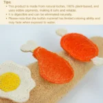 10004 Demonstration of cat chewing loofah toy for teething and dental health benefits.