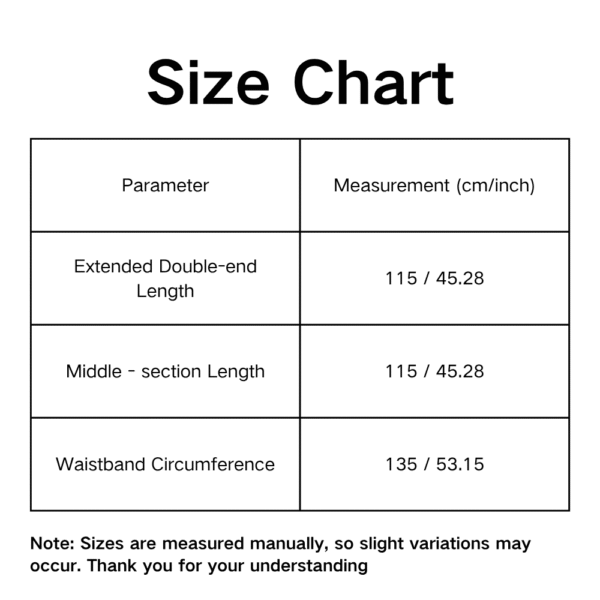 10004 Size guide of double dog running leash with waist belt and leash length specifications