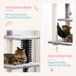 10005 Close-up of reinforced scratching post and plush-covered platform on wholesale cat condo tower