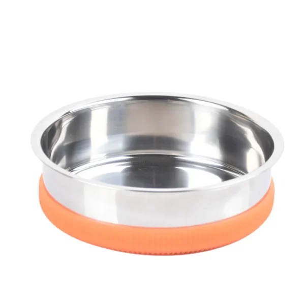10005 Stainless steel pet bowl with detachable orange anti-slip base