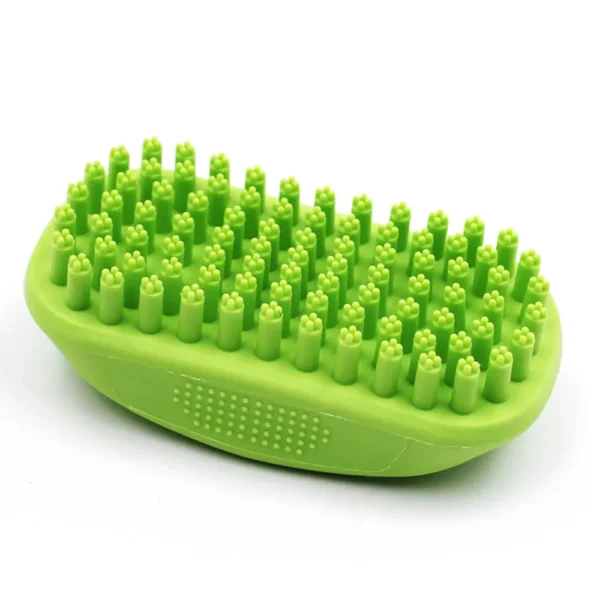 Green 4-point bristle pet bath brush for dogs and cats wholesale