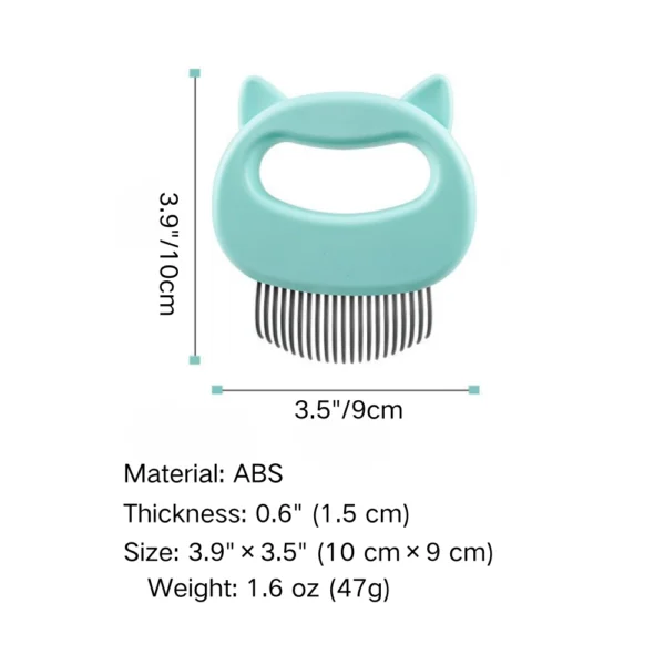 10005 Size chart of ergonomic cat grooming comb with stainless steel needles for cats and small pets
