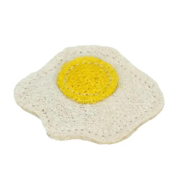 10005 Loofah cat chew toy available in Egg, Beef, and Chicken designs for variety in retail displays.