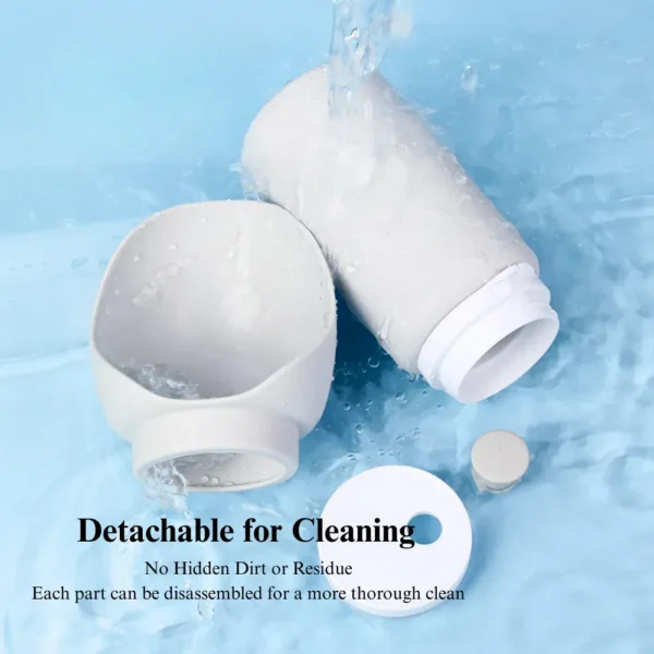 10005 Close-up of portable pet water bottle leak-proof lid and drinking bowl