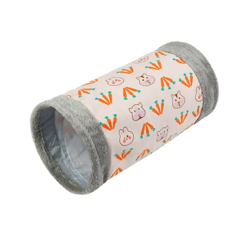 Foldable carrot print pet tunnel for cats and rabbits, wholesale interactive play toy